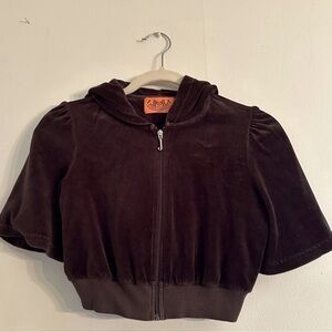 Juicy Couture Velvet cropped zipper hoodie